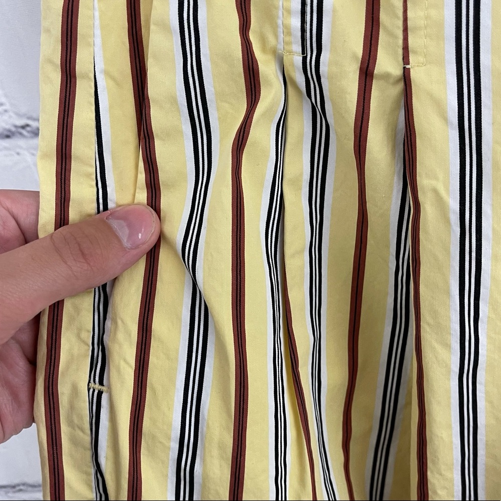 Jil Sander Yellow Striped Wide Leg Pleated Pants - Picture 4 of 10